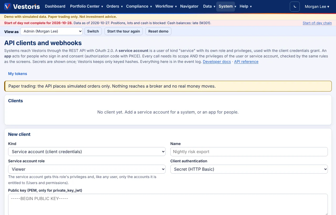 API clients and webhooks