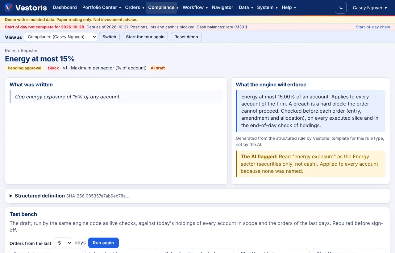 A rule waiting for sign-off